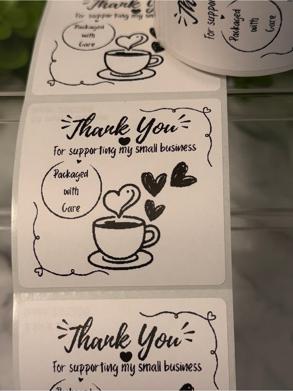 Coffee Thank You Stickers 2x2 | 200 Small Business Labels Packaged with Care